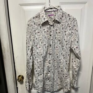 Coton Doux 41/15 kitchen utensils Elegant White Patterned Men's Shirt